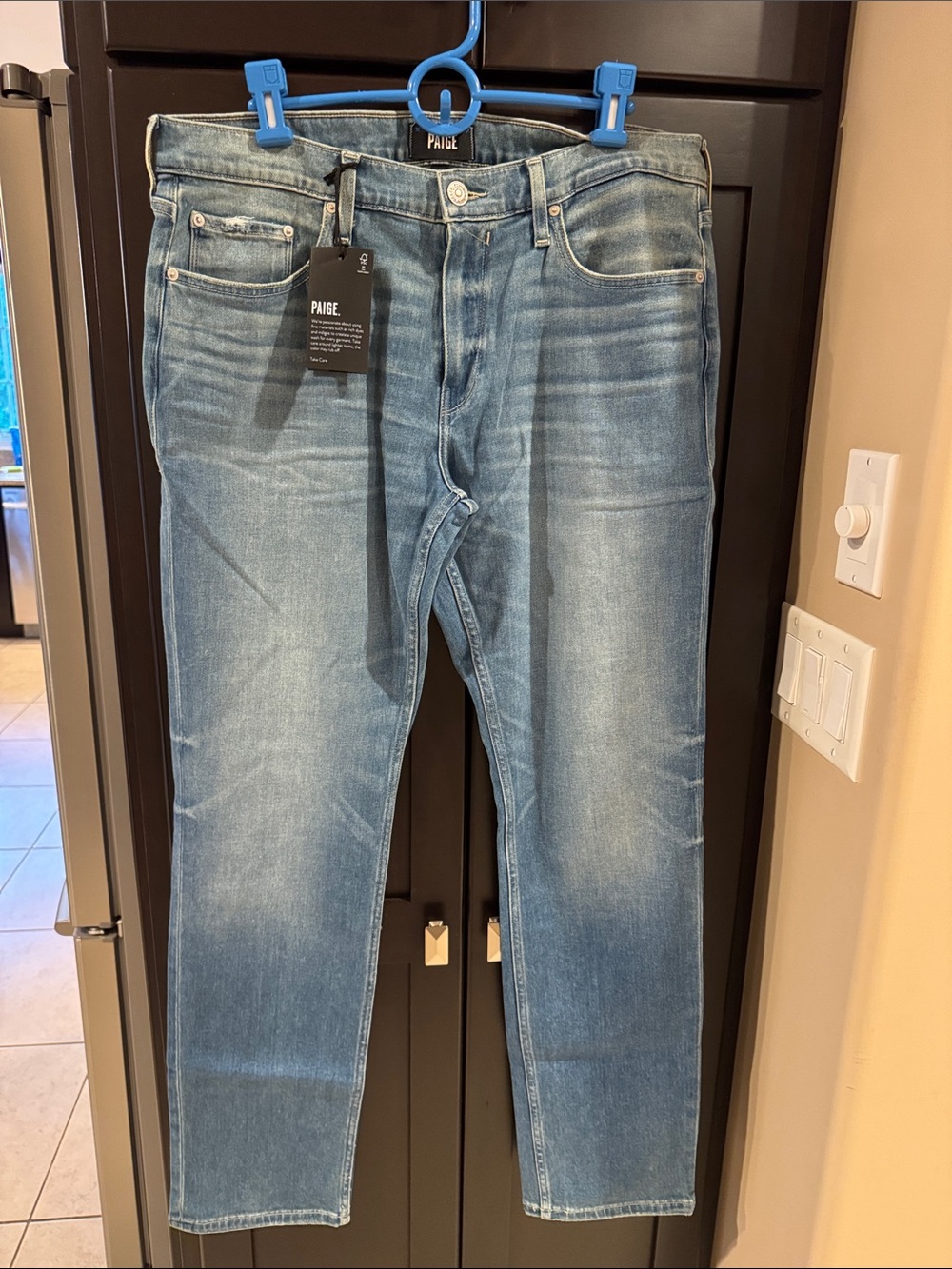 PAIGE Men's Straight Light Blue Washed Jeans. NWT size 34